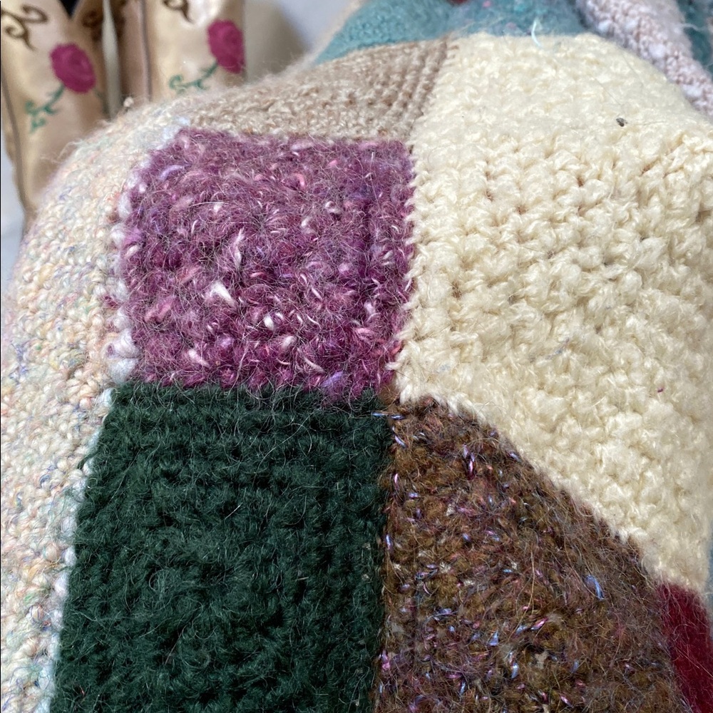 SOLD⭐️Artisan Patchwork Duster boho wool jacket sweater hippy granny vibe - Picture 16 of 16